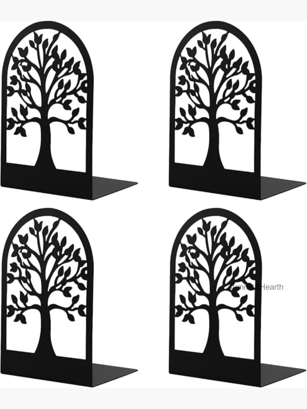 Metal Bookends for Heavy Books, Abstract Art Design, Non-Skid Base, 2 Pair Set